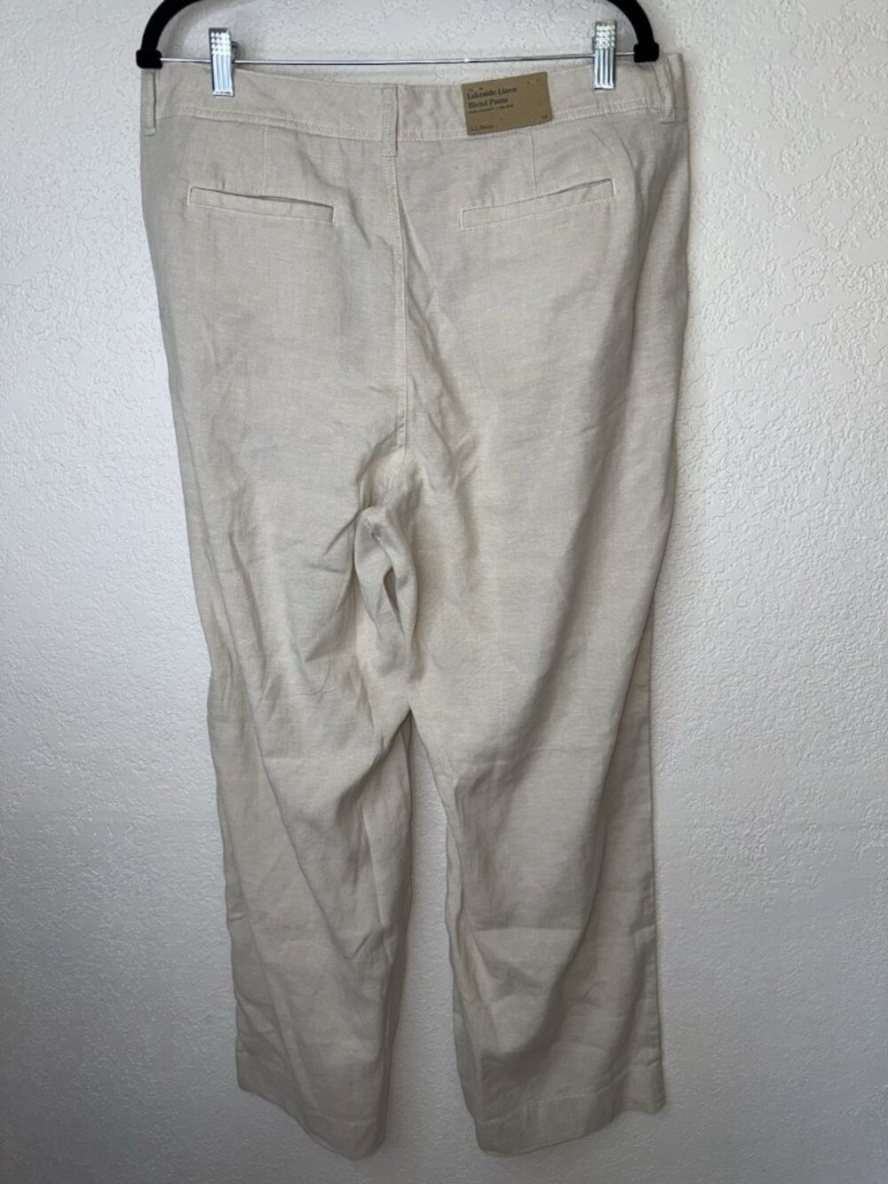 LL Bean Lakeside Linen Blend Pant Women 16 Reg Coastal Wide Leg NEW Pockets N - Picture 7 of 12